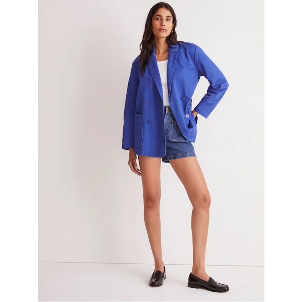 Madewell Crossover Blazer in (Re)generative Chino Small Bluestone Cotton NM512